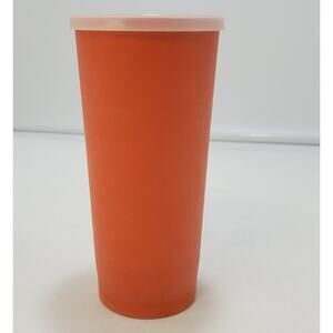 Vintage Tupperware Orange 1348 Tumbler Cup & Clear Lid 1347 made USA 16 oz
